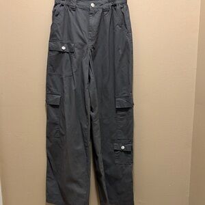 Men's Charcoal Cargo Pants with Multiple Utility Pockets